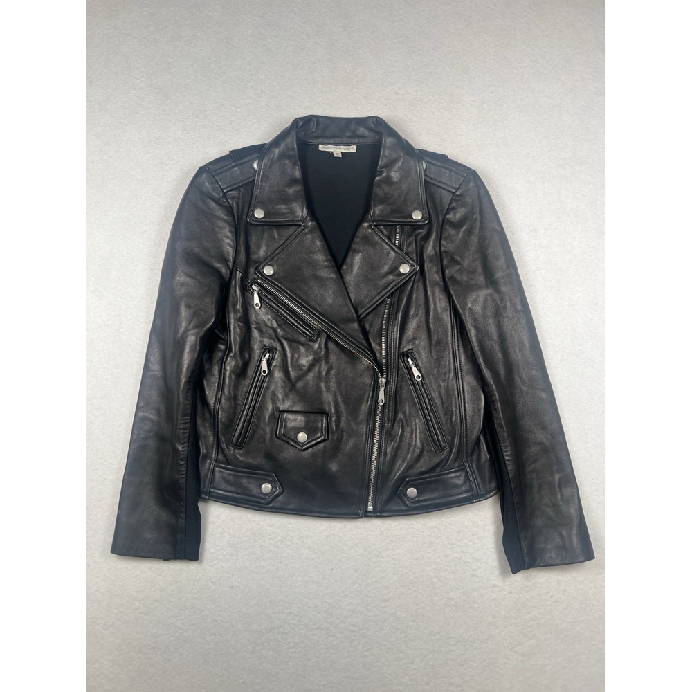 $498 Rebecca Minkoff Genuine Neoprene Leather Crop Wes Moto Jacket Sz M